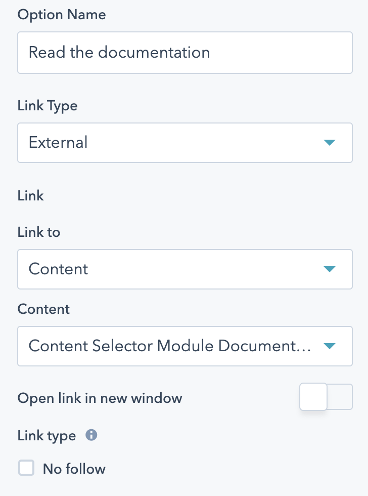 Create your content selector links