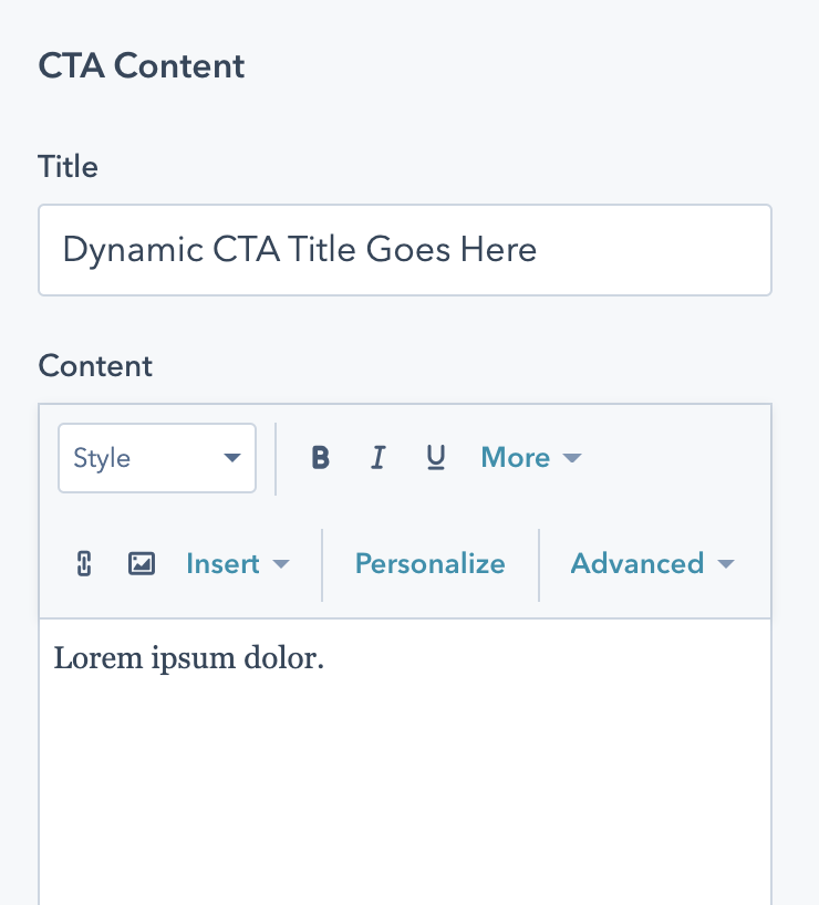 Choose your Dynamic CTA content