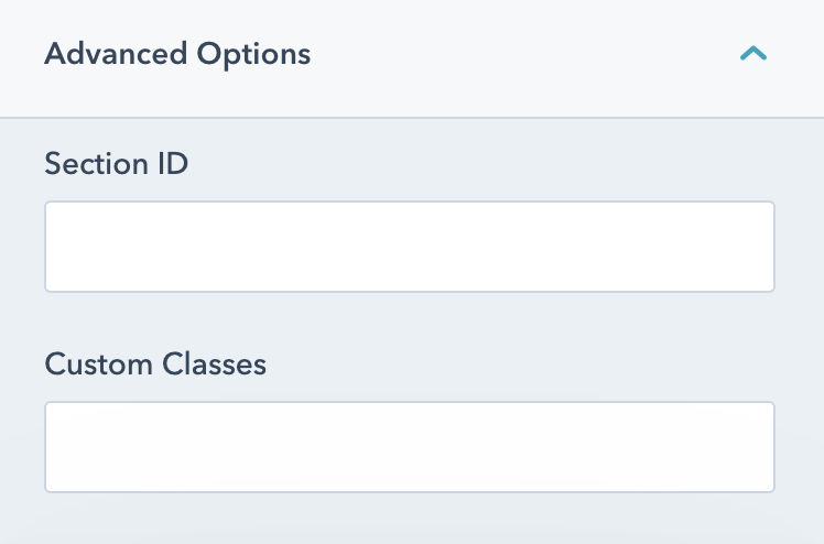 Advanced options for the accordion module including custom section ID and custom classes