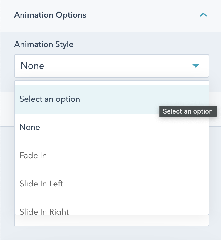 Animation options for the accordion module