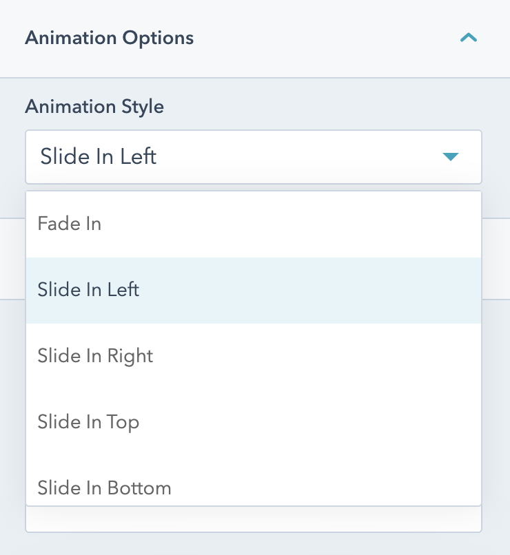 Animation options for the comparison chart module