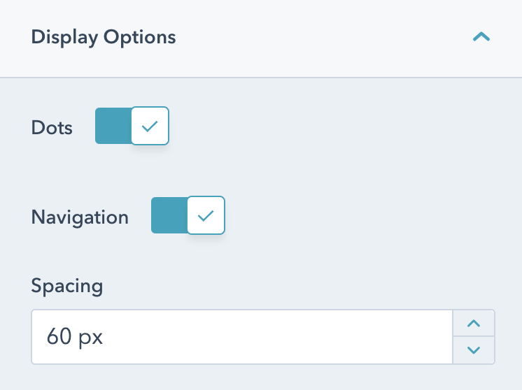 Slider display options for navigation and spacing