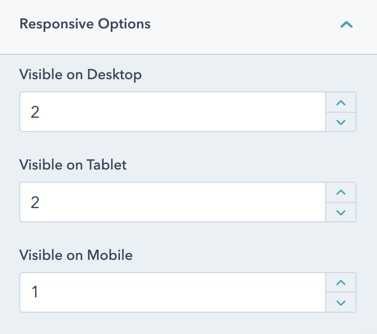 Responsive options for number of slides to display on desktop, tablet, and mobile