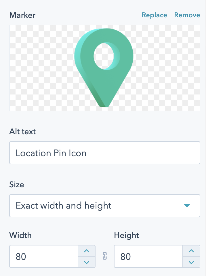 Location pin image options available for each location