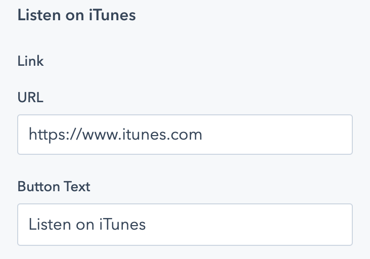 Link options for the listen links in the podcast module.