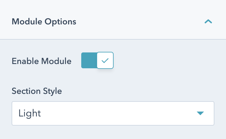 Module options for the pricing cards module controlling display