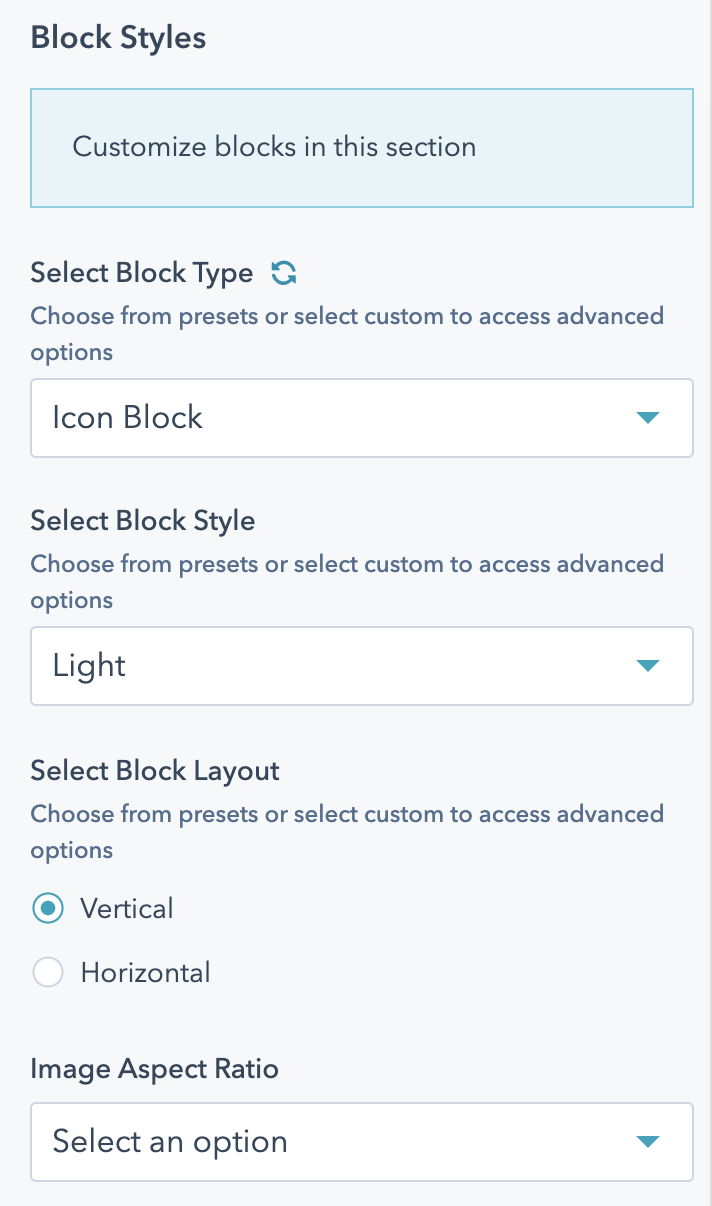 Style and layout options for the blocks in the slider blocks module.